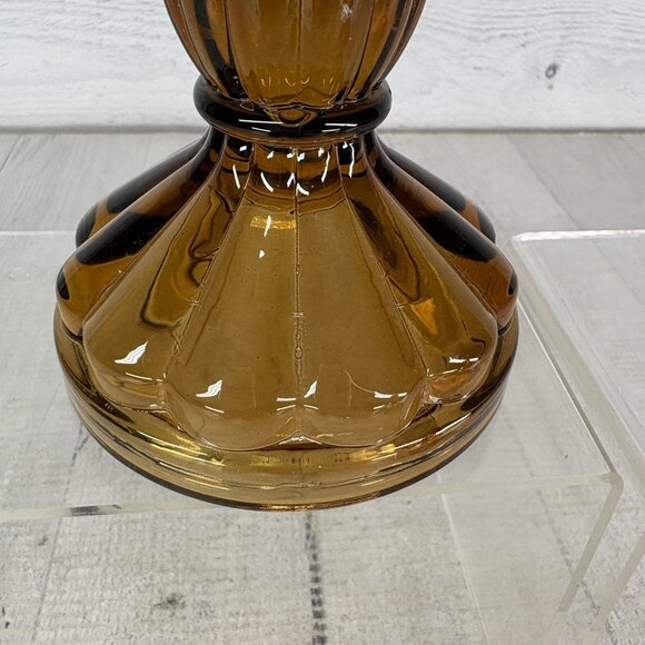 Vintage Robert Stanley Amber Glass Tapered Candles Sticks 6.5" Holders Set Of 2 - Picture 15 of 16